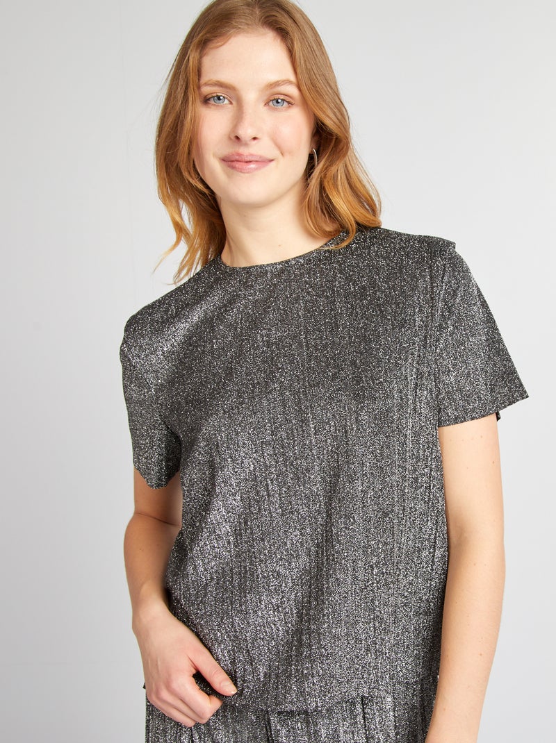 Camiseta ancha punto bisou GRIS - Kiabi