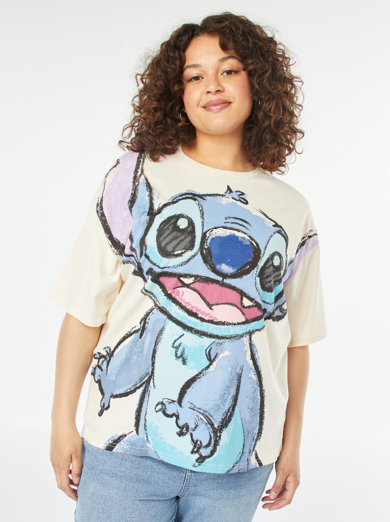 Camiseta ancha 'Stitch' BLANCO - Kiabi