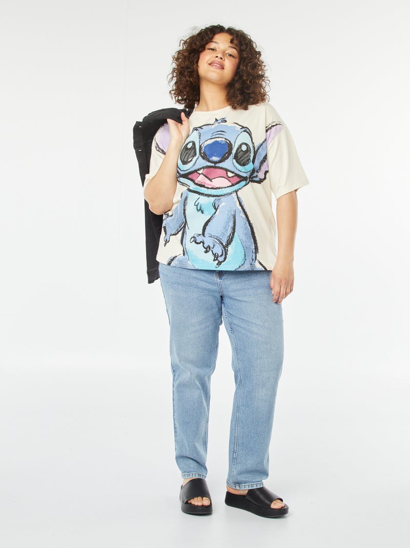 Camiseta ancha 'Stitch' BLANCO - Kiabi