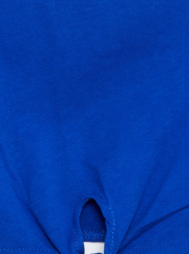 Camiseta anudada con manga corta con volantes azul - Kiabi