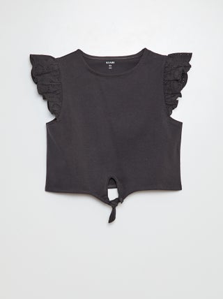 Camiseta anudada con manga corta con volantes