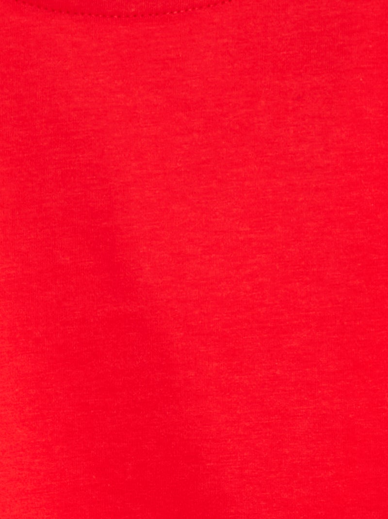 Camiseta anudada con manga corta con volantes ROJO - Kiabi