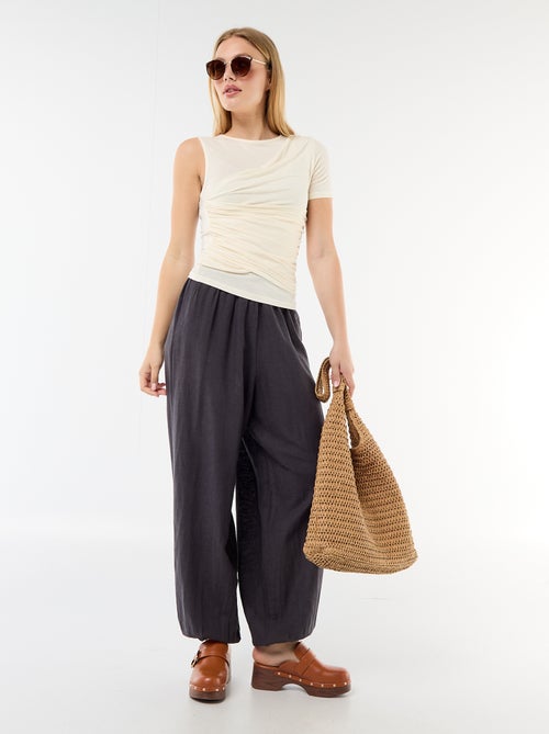 Camiseta asimétrica con drapeado en el hombro - Kiabi