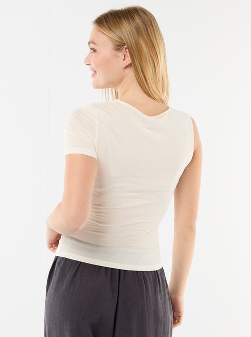 Camiseta asimétrica con drapeado en el hombro - Kiabi