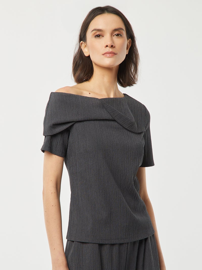 Camiseta asimétrica de punto de crepé GRIS - Kiabi