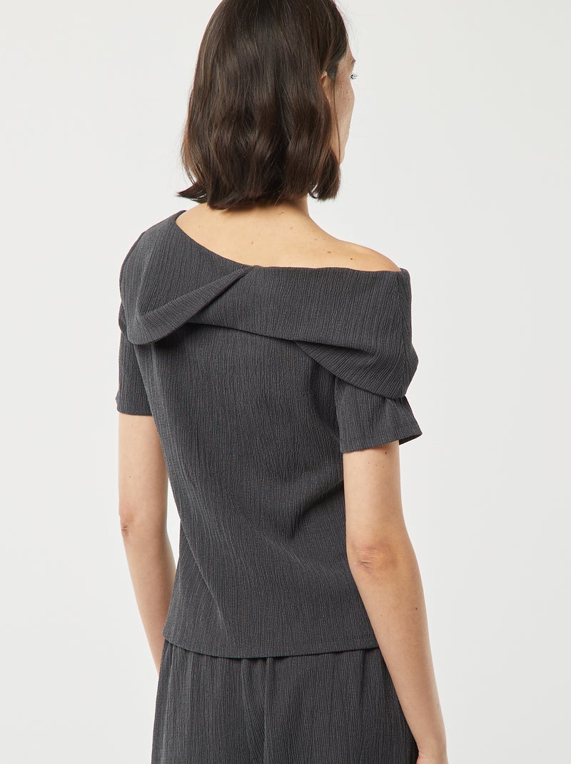 Camiseta asimétrica de punto de crepé GRIS - Kiabi