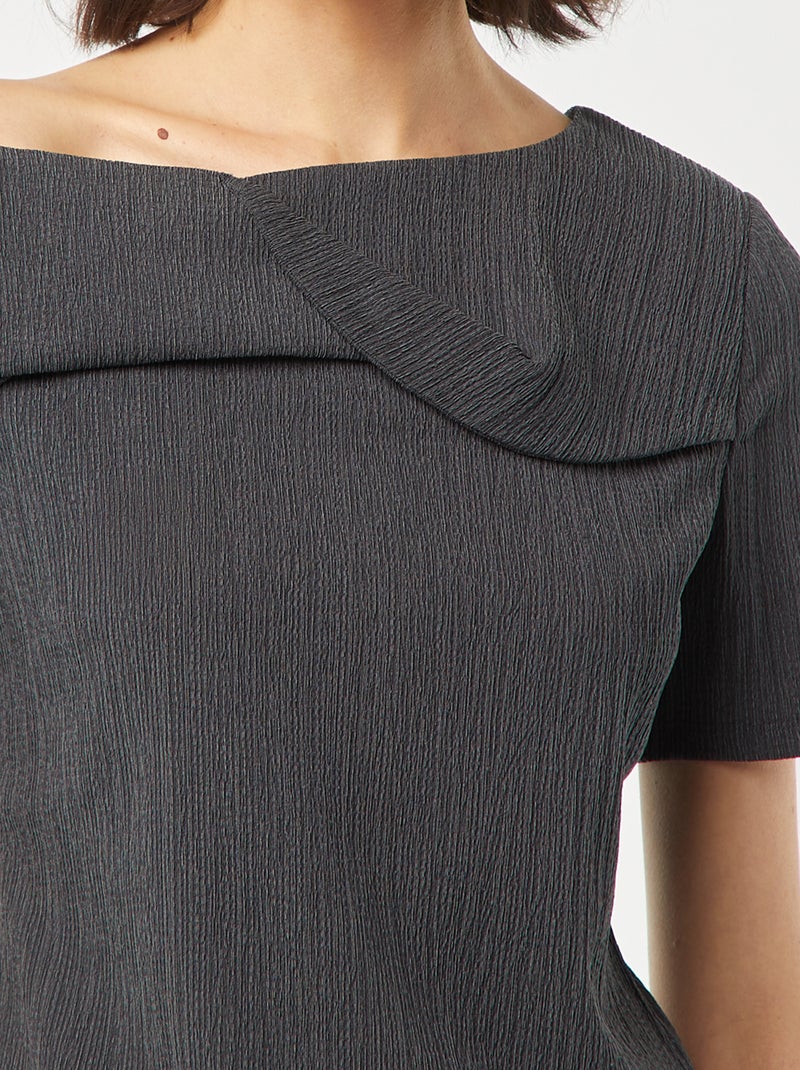 Camiseta asimétrica de punto de crepé GRIS - Kiabi