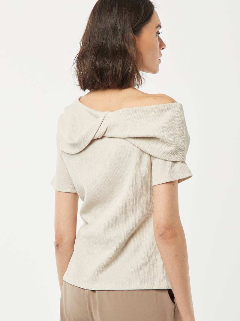 Camiseta asimétrica de punto de crepé gris - Kiabi
