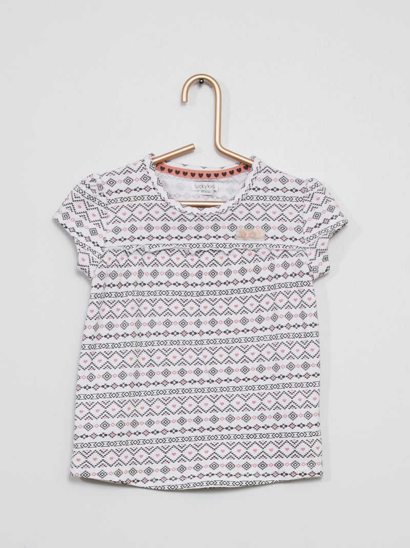 Camiseta azteca cuello redondo blanco - Kiabi