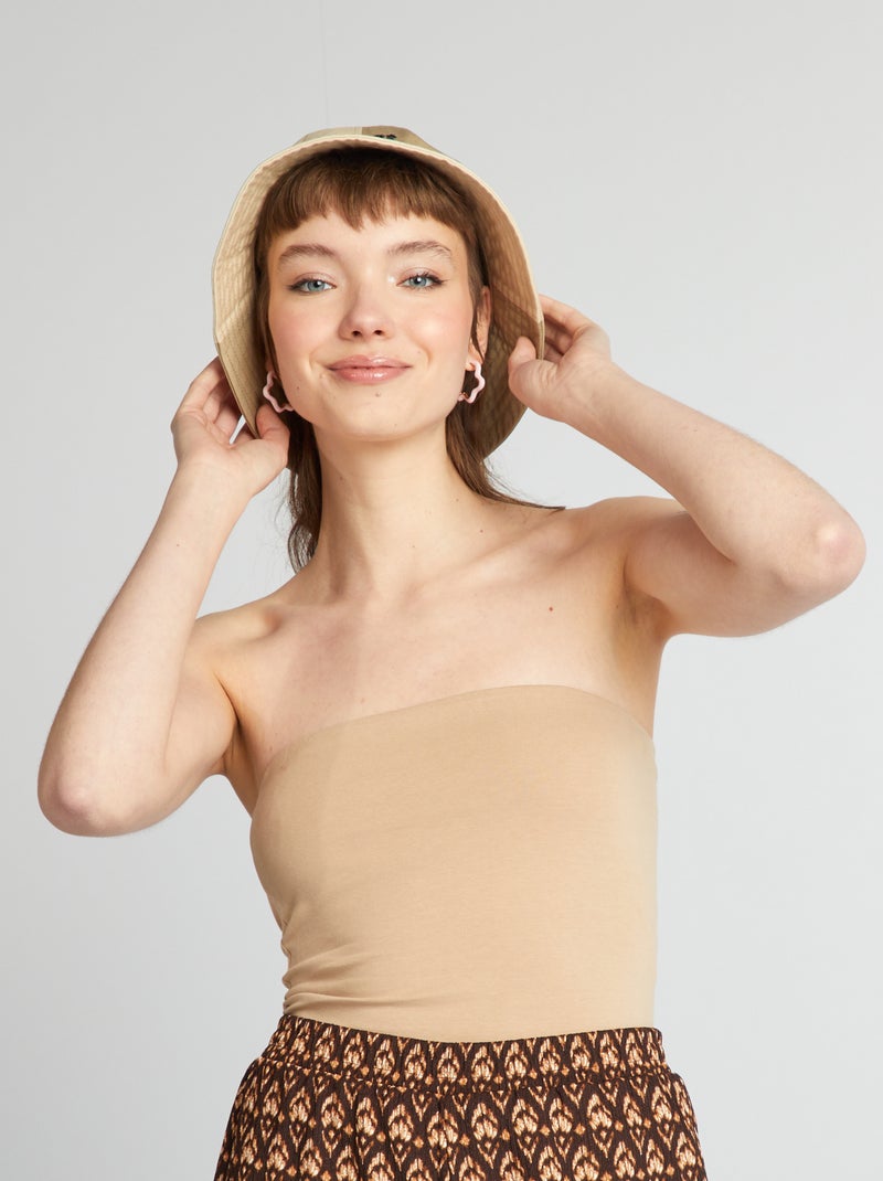Camiseta bandeau de canalé BEIGE - Kiabi