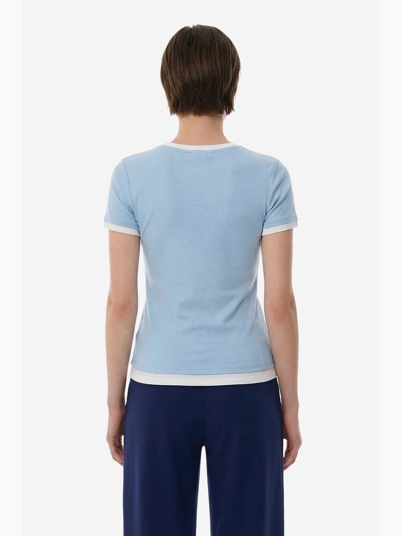 Camiseta basic layer de mujer penti Azul cielo - Kiabi