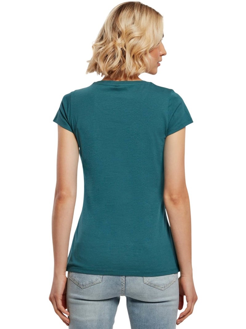 Camiseta basic para mujer - build your brand Azul laguna - Kiabi