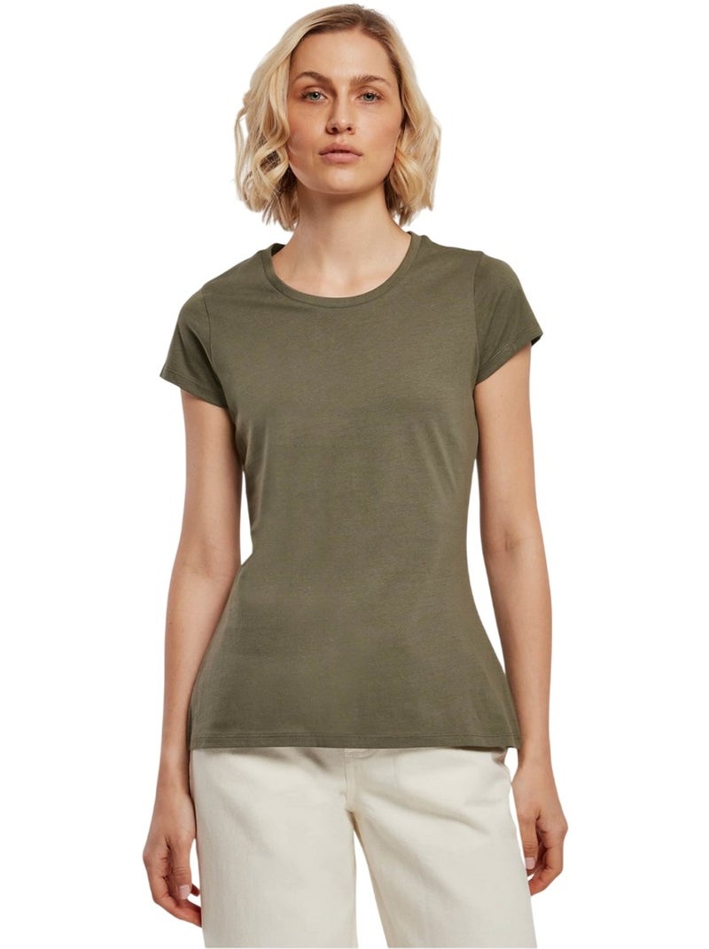 Camiseta basic para mujer - build your brand Caqui - Kiabi