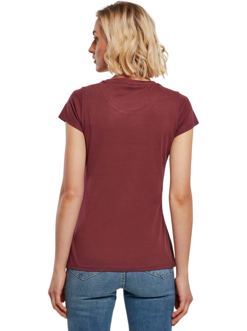 Camiseta basic para mujer - build your brand Rojo cereza - Kiabi