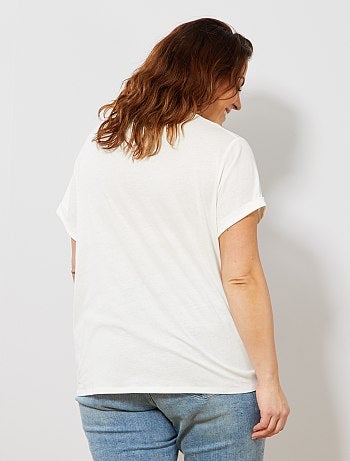 Tallas grandes mujer - Camiseta básica 100 % algodón - Kiabi