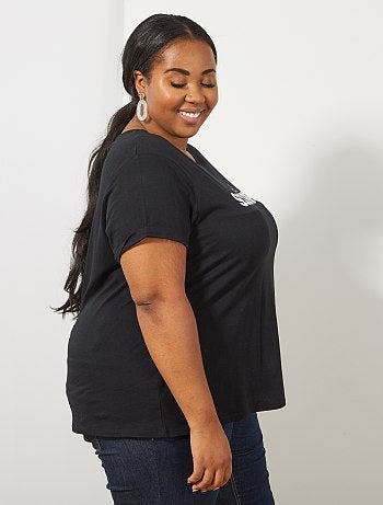 Tallas grandes mujer - Camiseta básica 100 % algodón - Kiabi