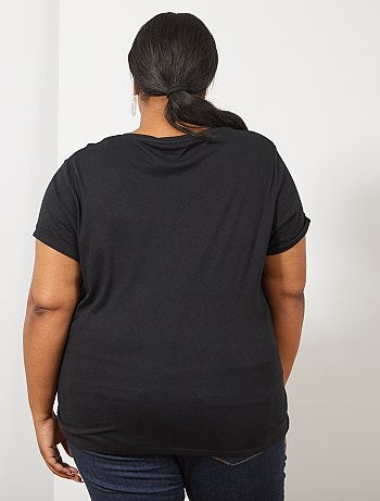 Tallas grandes mujer - Camiseta básica 100 % algodón - Kiabi