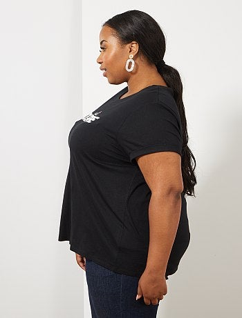 Tallas grandes mujer - Camiseta básica 100 % algodón - Kiabi