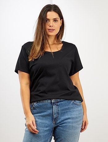 Tallas grandes mujer - Camiseta básica 100 % algodón - Kiabi