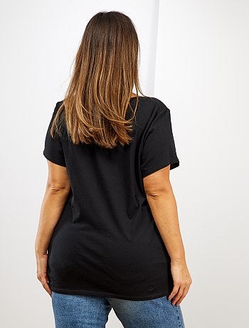 Tallas grandes mujer - Camiseta básica 100 % algodón - Kiabi