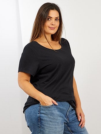 Tallas grandes mujer - Camiseta básica 100 % algodón - Kiabi