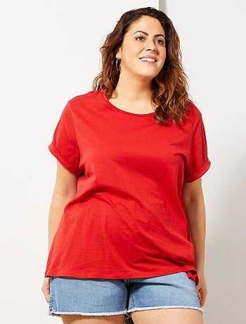 Tallas grandes mujer - Camiseta básica 100 % algodón - Kiabi