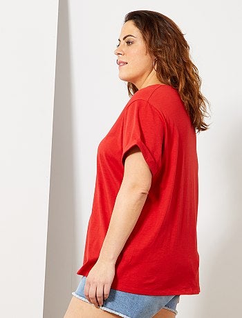Tallas grandes mujer - Camiseta básica 100 % algodón - Kiabi