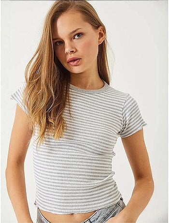 Camiseta básica acanalada a rayas lucci