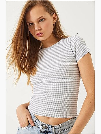 Camiseta básica acanalada a rayas lucci