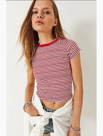 Camiseta básica acanalada a rayas lucci