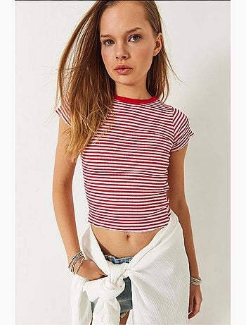 Camiseta básica acanalada a rayas lucci