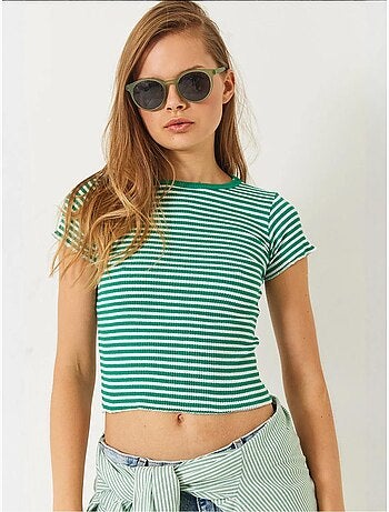 Camiseta básica acanalada a rayas lucci