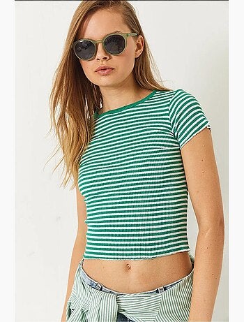 Camiseta básica acanalada a rayas lucci