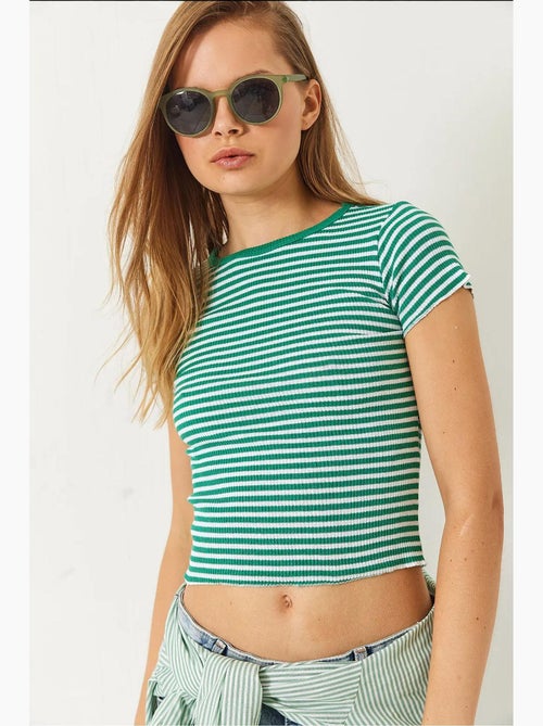 Camiseta básica acanalada a rayas lucci - Kiabi