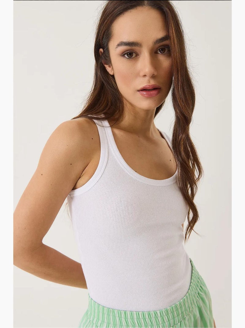 Camiseta básica acanalada con tirantes gruesos y aspecto acanalado de lucci Blanco - Kiabi