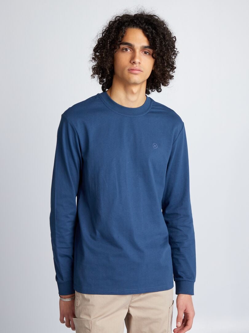 Camiseta básica de punto lisa - azul oscuro - Kiabi - 2.00€
