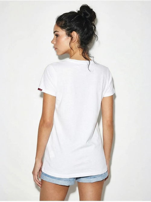 Camiseta básica con cuello en u bordado lucci - Kiabi