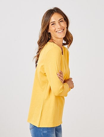 Mujer talla 34 a 48 - Camiseta básica con escote barco - Kiabi