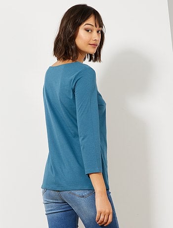 Camiseta básica con escote barco - Kiabi