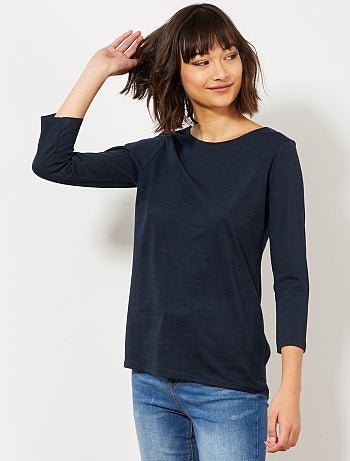 Mujer talla 34 a 48 - Camiseta básica con escote barco - Kiabi