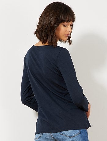 Mujer talla 34 a 48 - Camiseta básica con escote barco - Kiabi