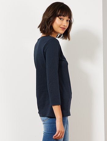 Mujer talla 34 a 48 - Camiseta básica con escote barco - Kiabi