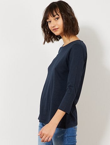 Mujer talla 34 a 48 - Camiseta básica con escote barco - Kiabi