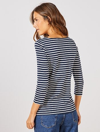 Camiseta básica con escote barco - Kiabi