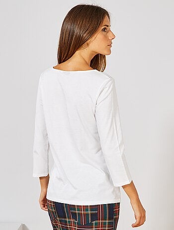 Mujer talla 34 a 48 - Camiseta básica con escote barco - Kiabi