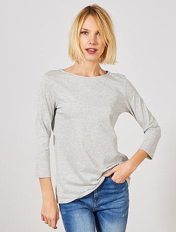 Camiseta básica con escote barco - Kiabi