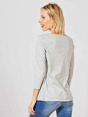 Camiseta básica con escote barco - Kiabi