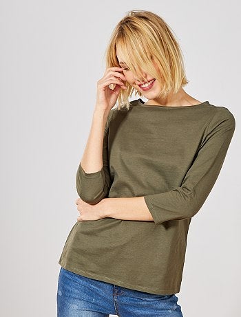 Camiseta básica con escote barco - Kiabi