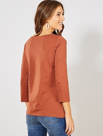 Camiseta básica con escote barco - Kiabi