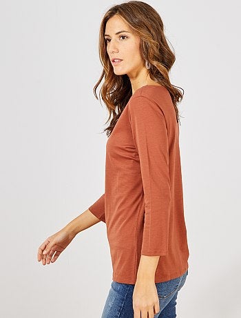 Camiseta básica con escote barco - Kiabi